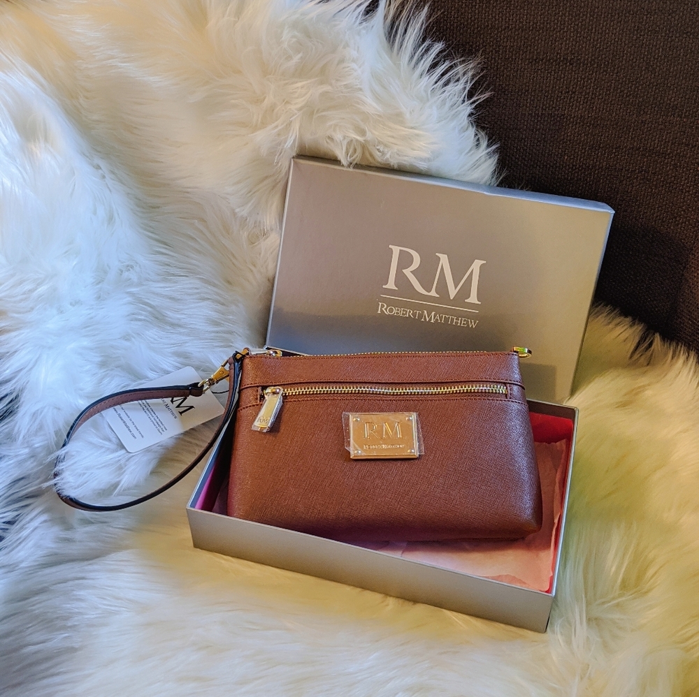 NWT Robert Matthews Leather Clutch Purse